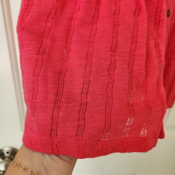 Lucky Brand Eyelet Yoke Tank Sleeveless Top Boho feminine Girly Cute Pink Medium - Picture 6 of 12